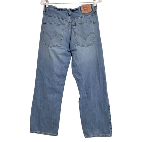 Boys Levis 569 Jeans Loose Straight Distressed Size 18 Regular Blue Denim - Picture 1 of 13